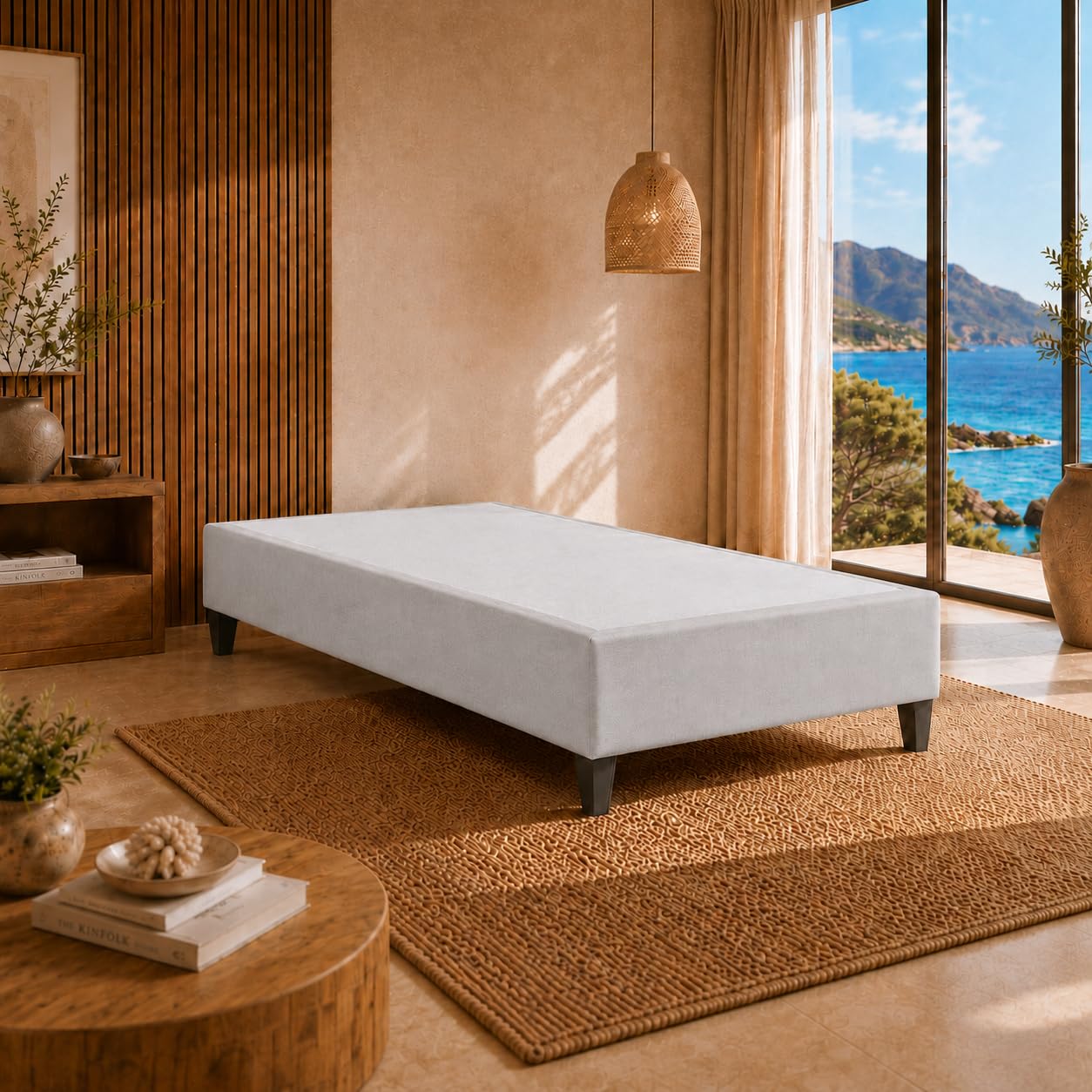 Sommier Tapissier 70x200 | Cadre de lit avec sommier tapissier | Sommier 70x200 Adulte avec Bonne Circulation de l’air | sans Matelas | Idéal Maison ou hôtel (Argenté)