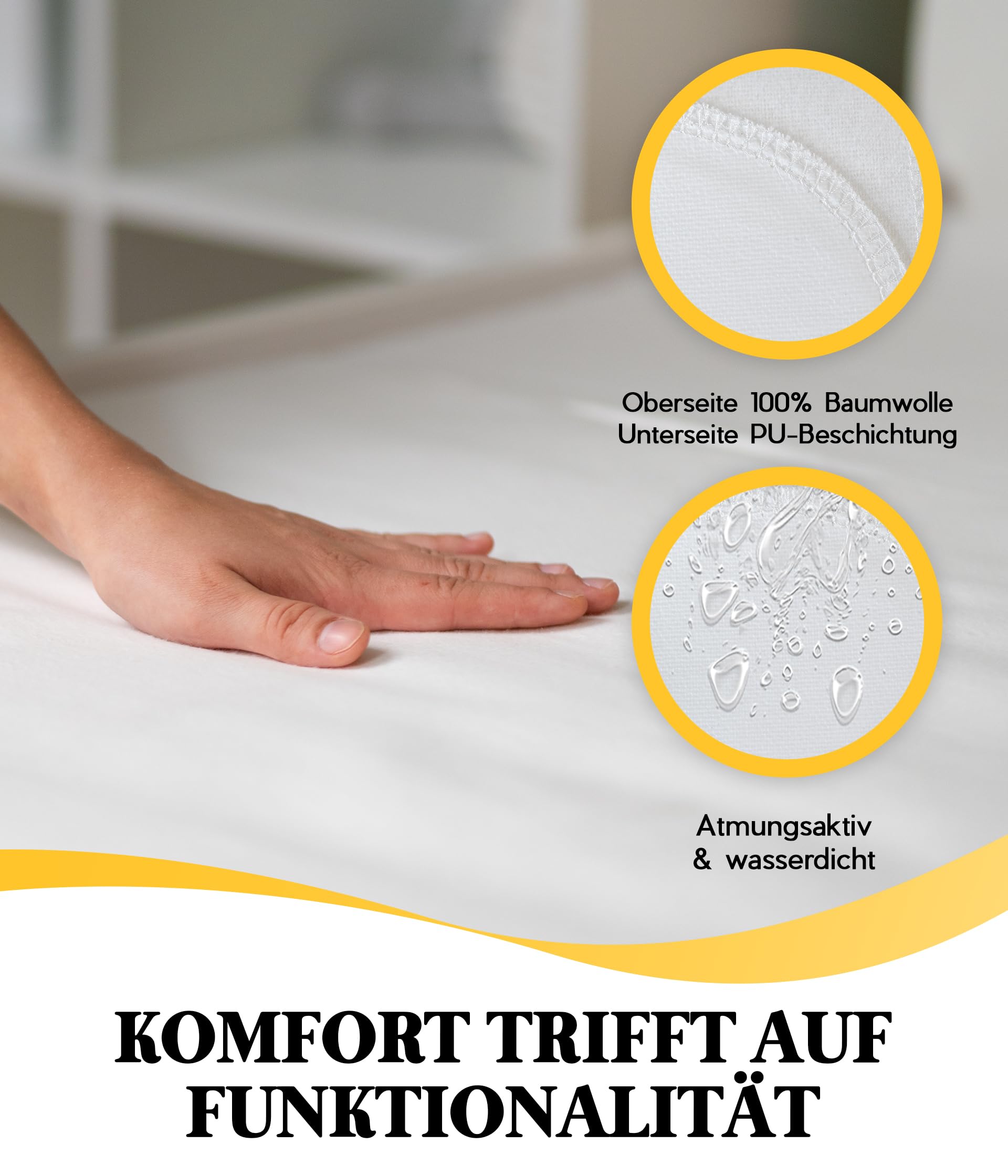 Medicline Molton Matratzenauflage wasserdicht & waschbar 200x200 Matratzenschoner - Inkontinenz Bettauflage aus Molton - Matratzenschutz-atmungsaktiv mit 4 Eckgummis