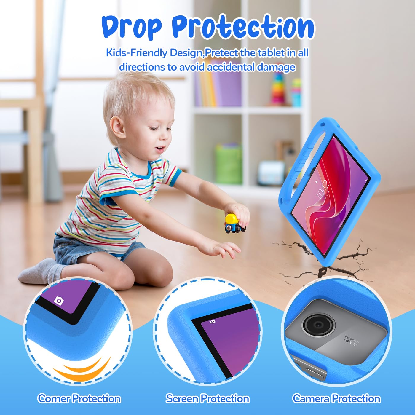 Funda para Lenovo Tab M11 11" 2024 (TB-330FU/331FC/330XU), Carcasa Antigolpes, Correa para el Hombro, Funda Infantil para Lenovo Tab M11 11 Pulgadas, Azul