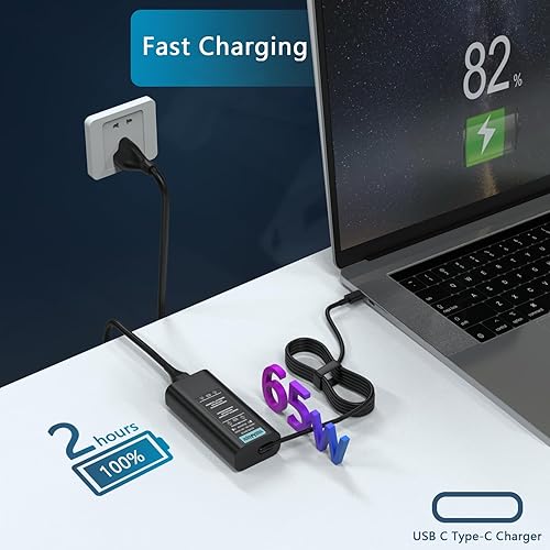 Miniatura 5 de Cargador de PC AI 2025 de 65 W USB C compatible con Dell Latitude 5550 5450 5530 5350 7650 7530 7450 7450 7455 Adaptador de corriente para laptop AI