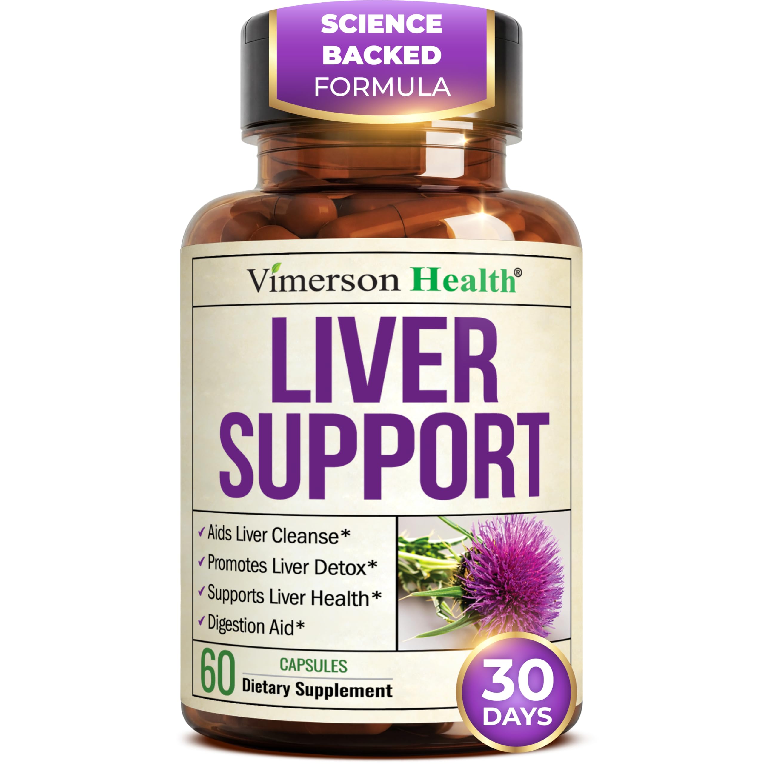 Vegan Liver Cleanse Detox & Repair – Herbal Liver Support Supplement w/ Silymarin Milk Thistle, Zinc, Dandelion Root & Artichoke Extract for Enzyme Support, Energy & Healthy Digestion. 60 Capsules