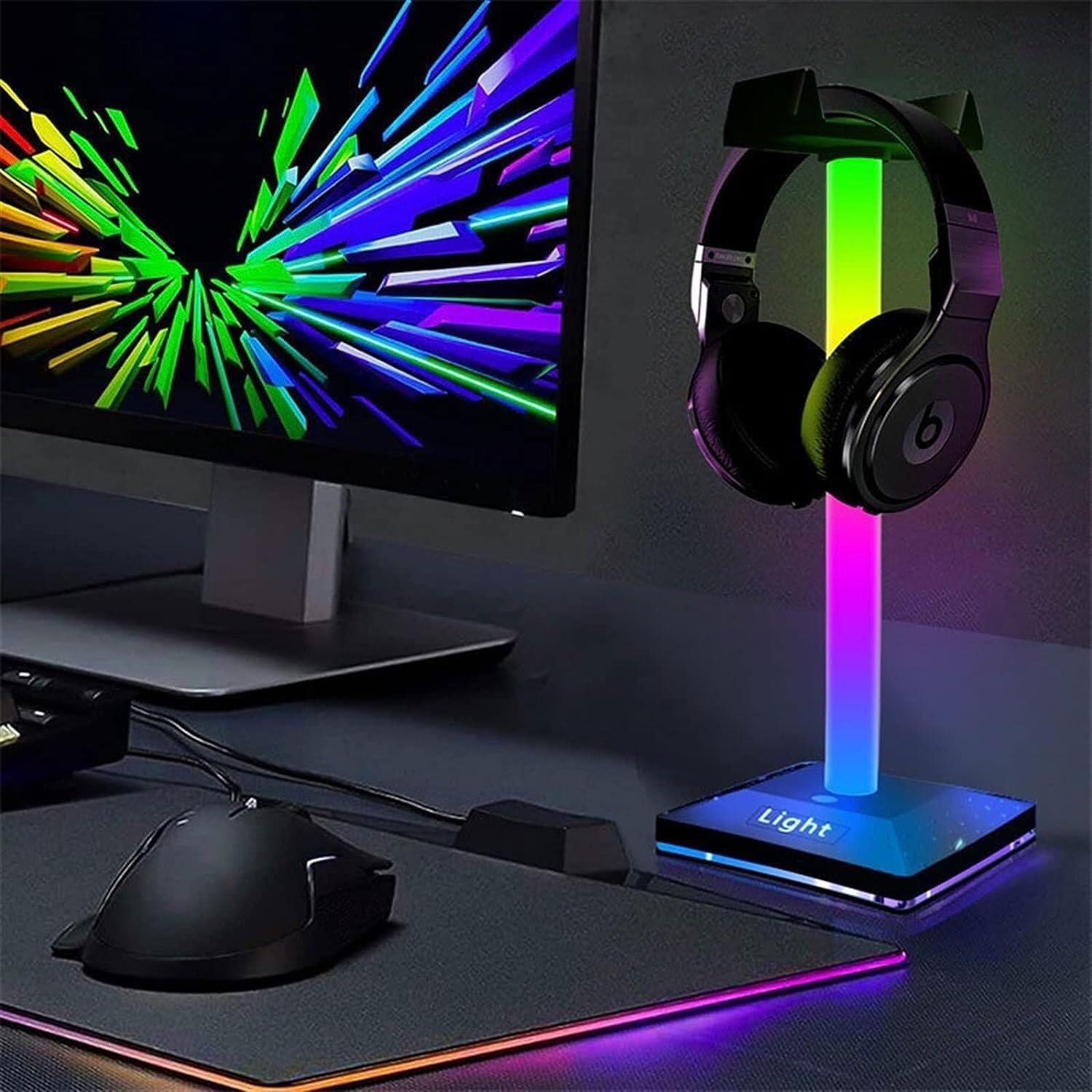 Soporte para Auriculares Puerto USB RGB Soporte para Juegos Soporte para Auriculares con Luz para Accesorios para Auriculares Soporte para Auriculares para Juegos De PC Soporte Auriculares