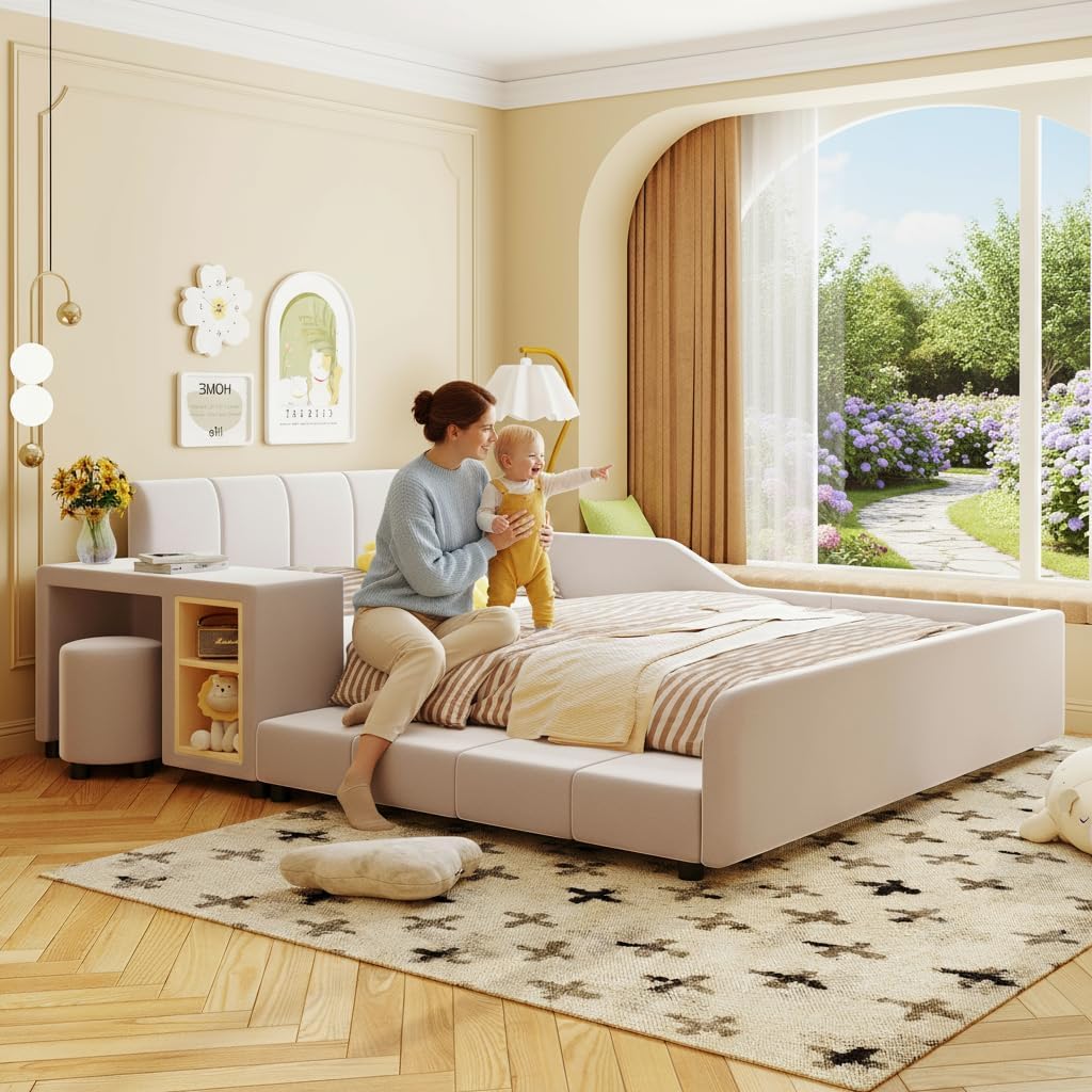 Amazon.com: Upholstered Grounded Bed, Full Size Mother & Child Bed
