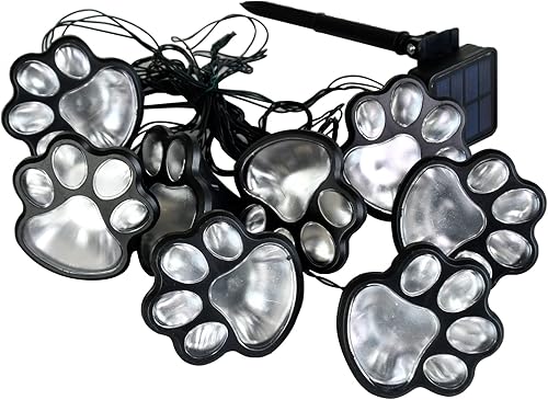 Miniatura 7 de Luces solares con estampado de patas tira de luces solares LED impermeables para exteriores (juego de 8), lámpara decorativa de perro y gato, luces