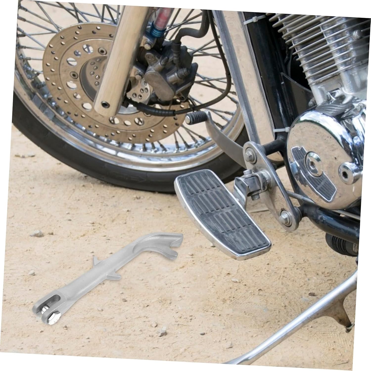 Motorcycle Kickstand Metal Side Stand Support Non-slip Foot Peg for Atv Motorbike Easy Installation Enhanced Stability Safety Upgrade Silver