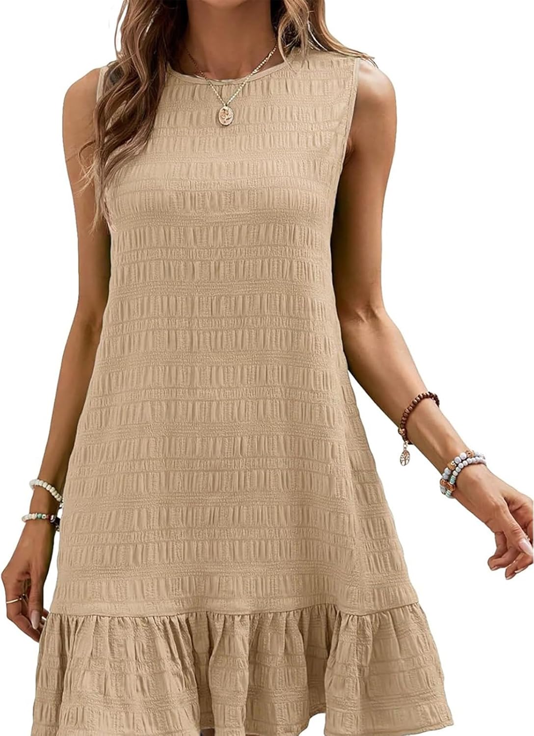 Fashionable Versatile Sleeveless Crew Neck Dress
