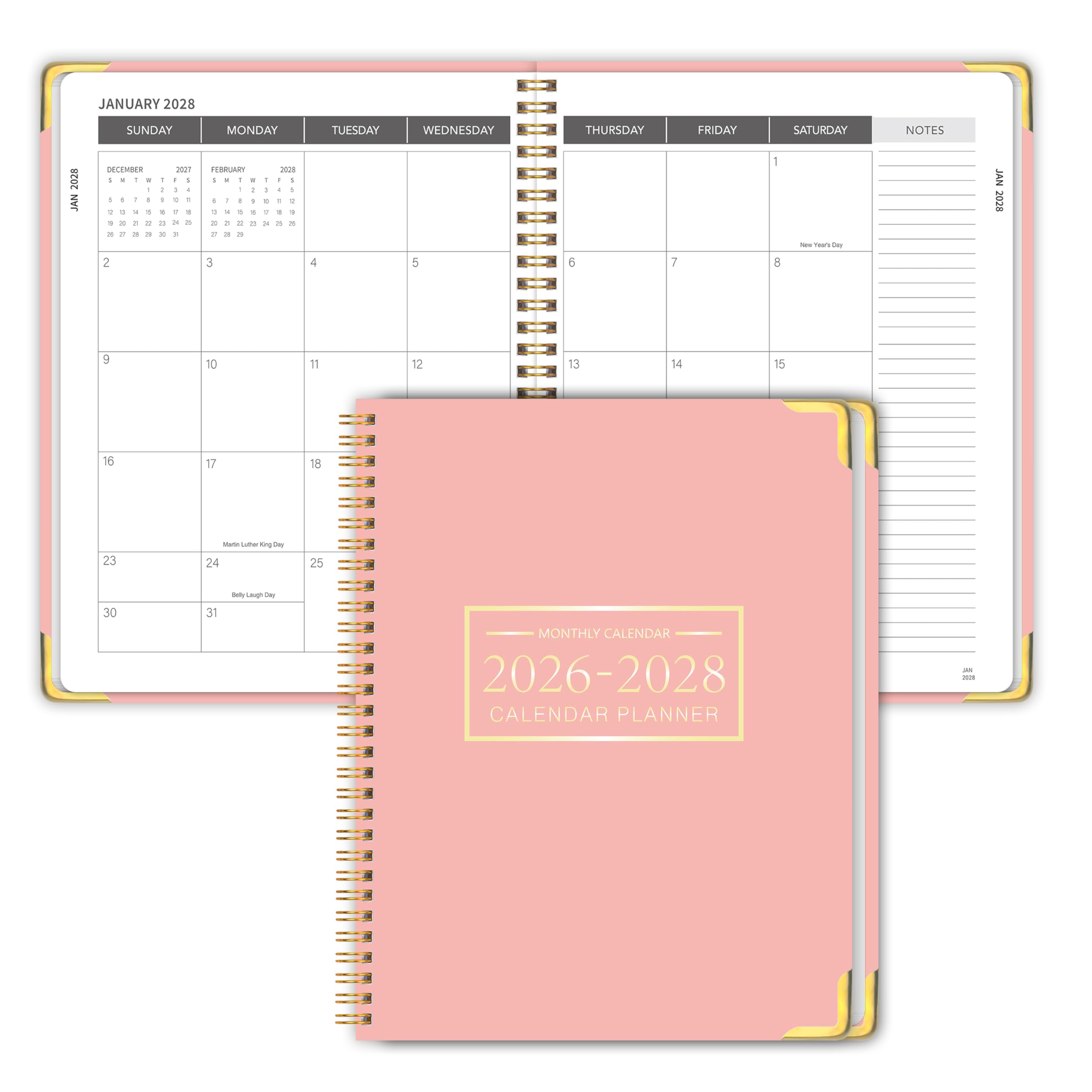 Monthly Planner 2026-2028, 2026-2028 Calendar 36 Months, 8.5" x 11", Jan 2026- Dec 2028,Metal corner protectors with Spiral Bound, 3 Years Academic