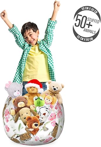 Miniatura 138 de Ambesonne Bolsa de juguetes de almacenamiento para perros, patrón con cachorros de raza pura, Bichon Pug Spitz Dachshund Poodle Shih Tzu, Rosa y