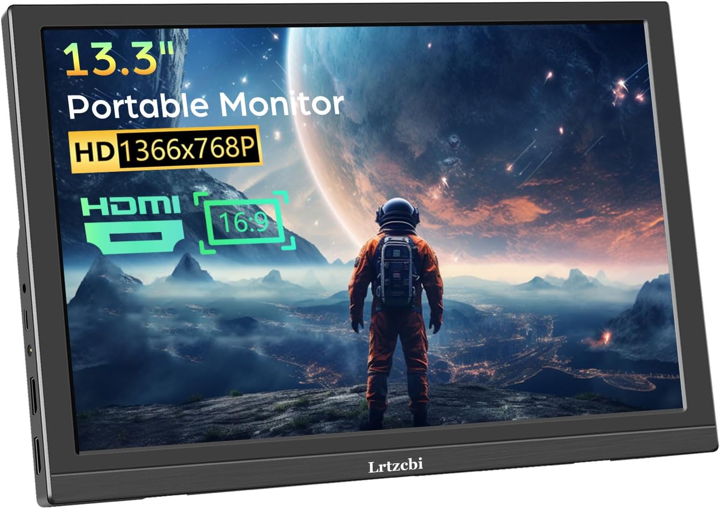Portable Monitor 13.3 Inch, HD 1366x768P LED Display Small HDMI Monitor, Built-in Speaker and Dual HDMI Port, External Display for Laptop/PC/Switch/PS3/4/Raspberry Pi