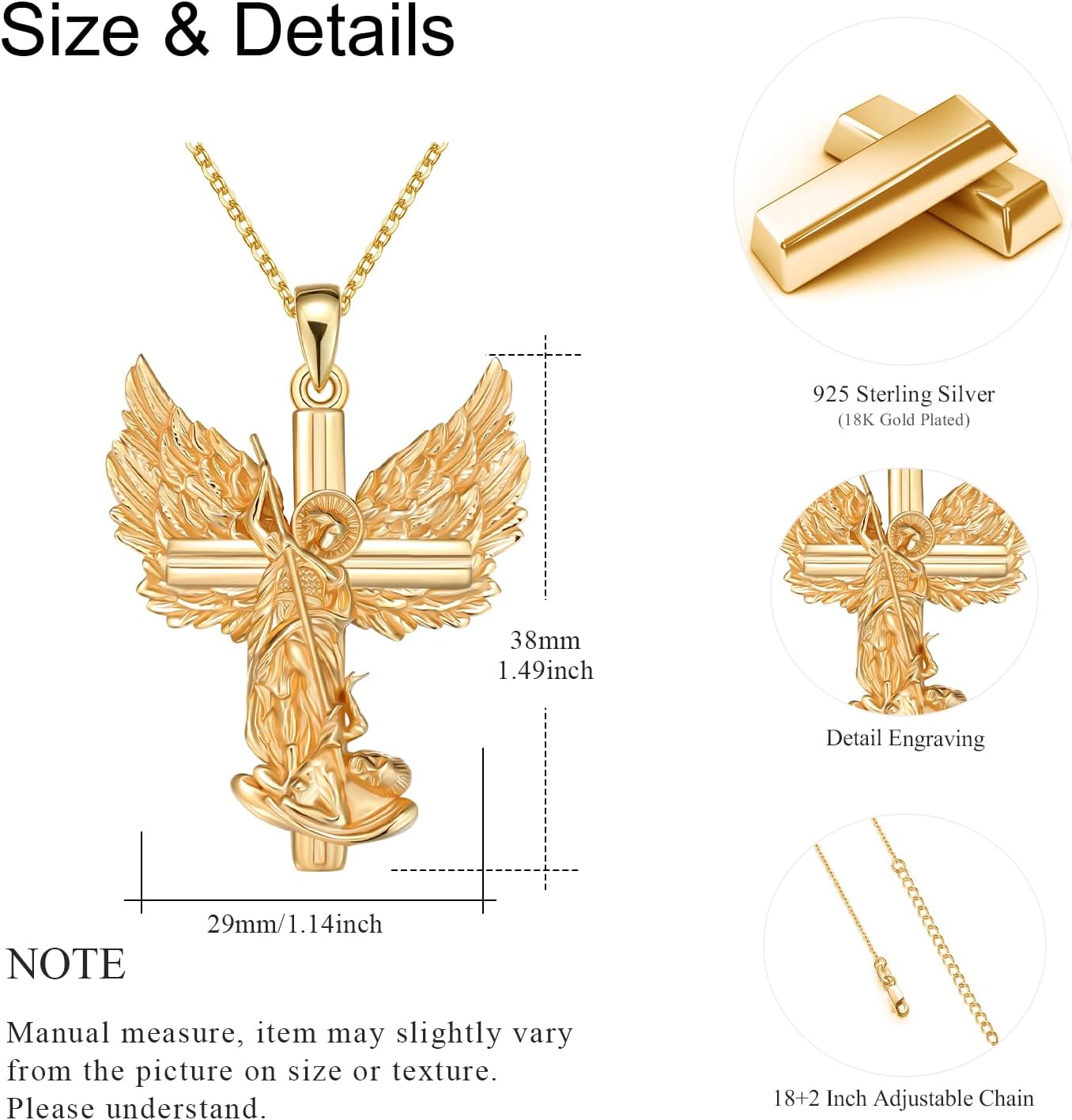 Archangel Saint Michael Necklace for Men Women 925 Sterling Silver Saint Michael Amulet Pendant Necklace Archangel Miracle Medal Pendant Protect Us Religious Jewelry Gift for Men - Image 6