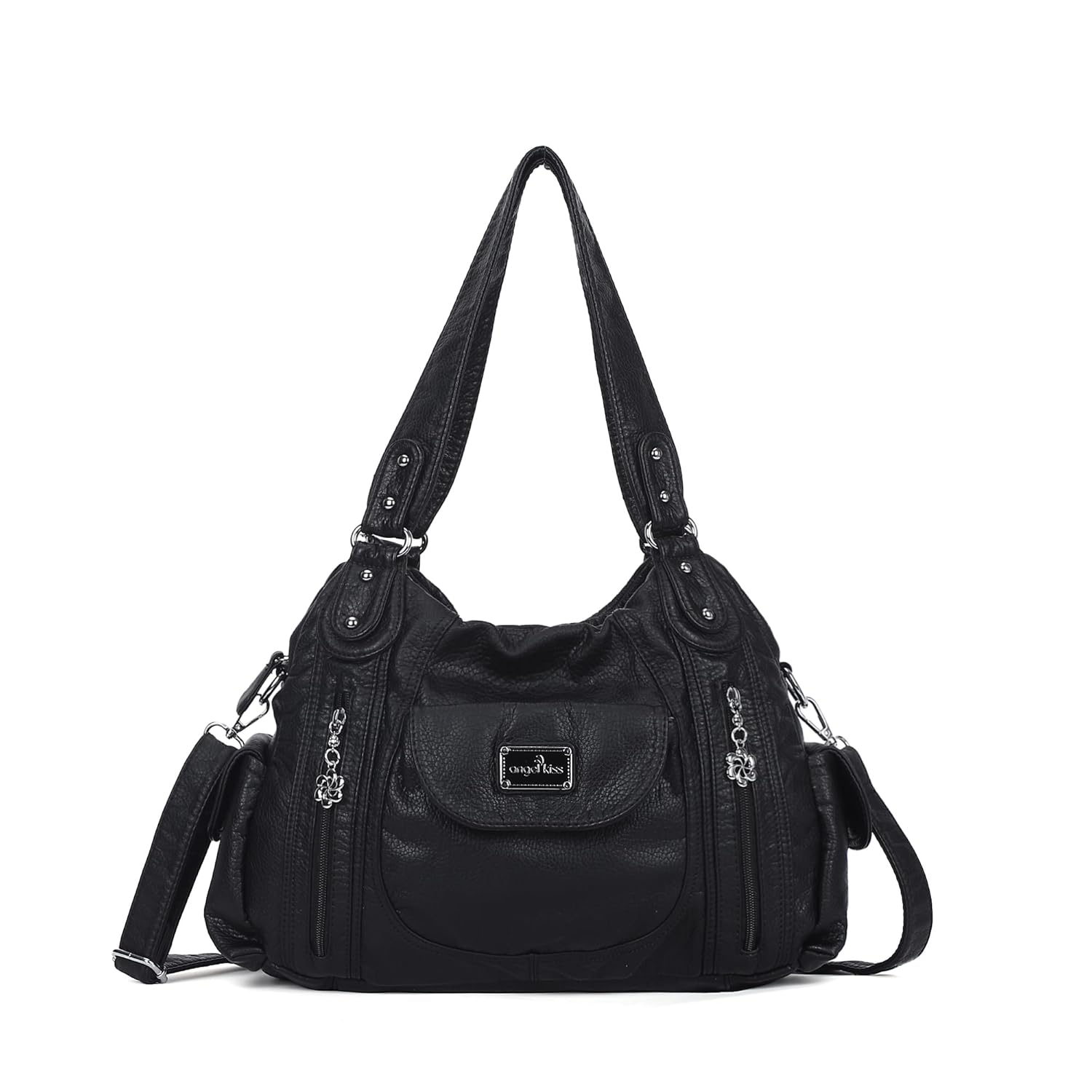 Angel Kiss Purses for Women Large Shoulder Bag Hobo Tote Purse Mutipocket Faux Leather Satchel Hobo Purse