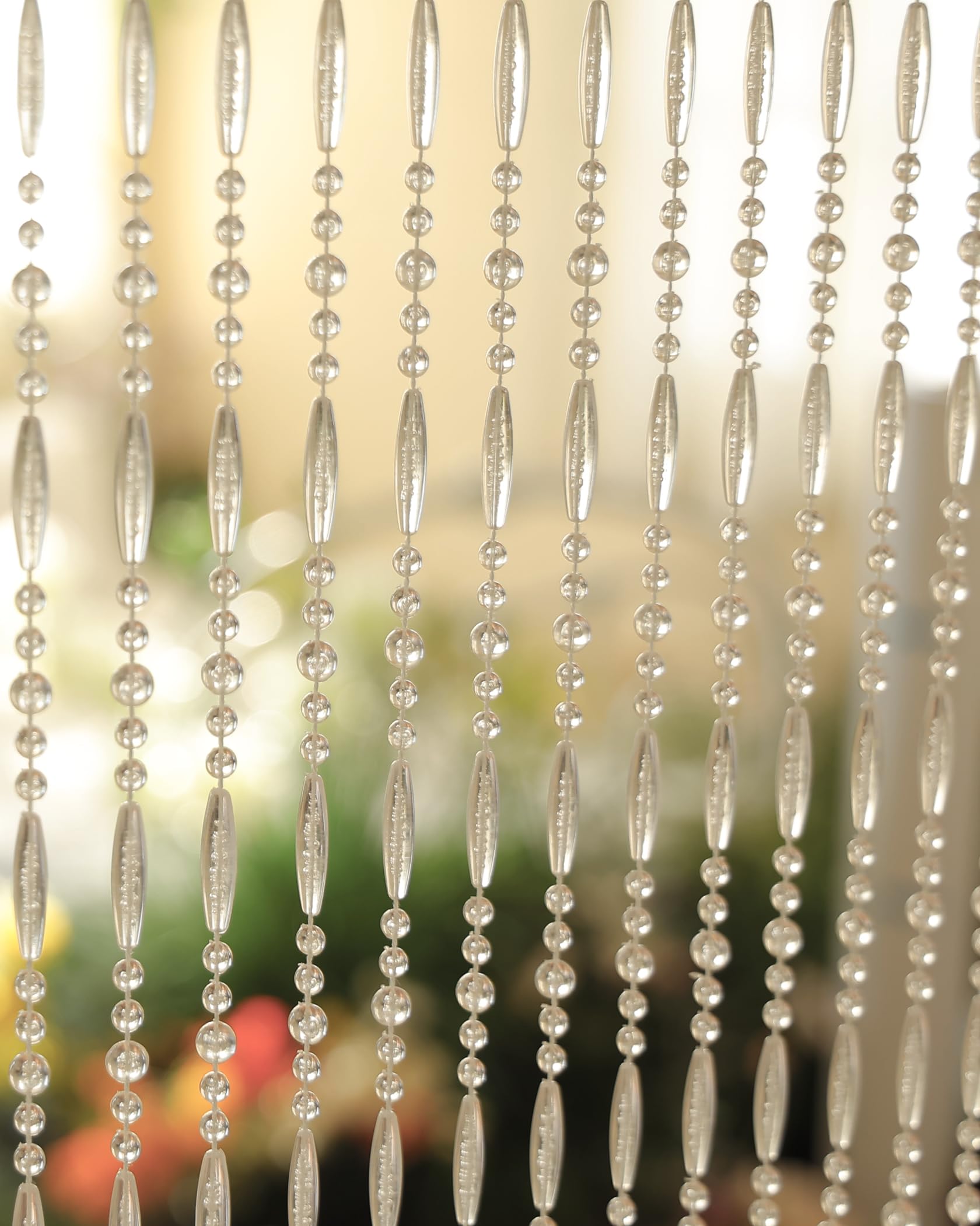 100x230cm Transparent Perlenvorhang Balkontür, 75 Stränge Kunststoffperlenvorhang Perlenvorhang Türvorhang als Insektenschutz und Dekoration für Balkontür, Zimmer