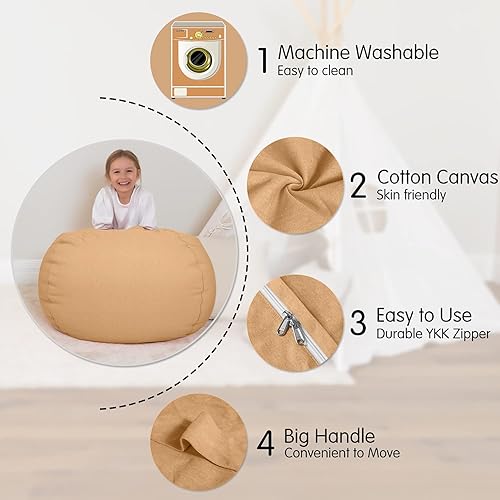 Miniatura 106 de Aubliss - Funda para organizar juguetes de felpa, se convierte en un puf cuando se rellena Se convierte en un puf para niños cuando está lleno. Aqua