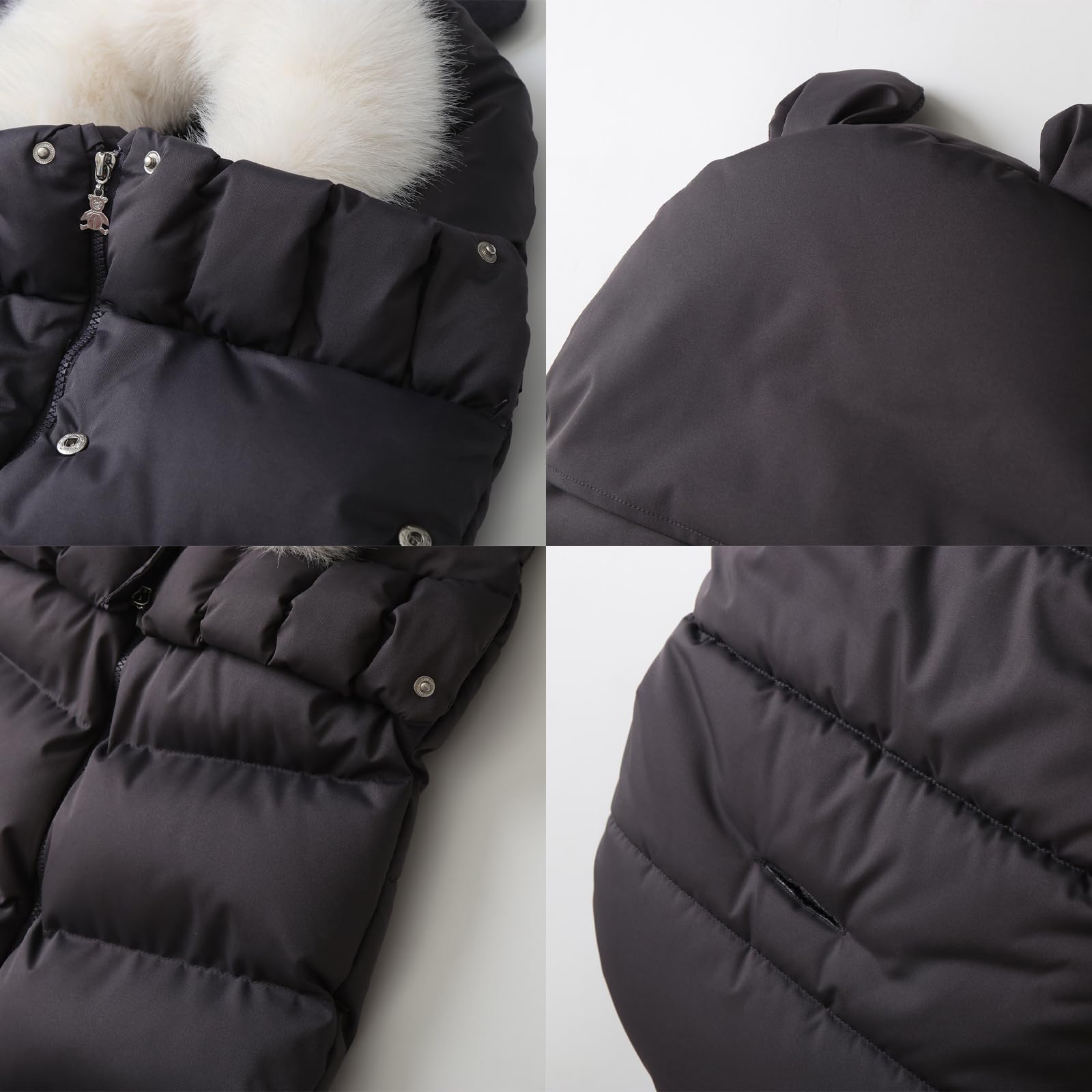 Liemuao - Sacco a pelo per passeggino, universale, invernale, caldo, con cerniera, per bambini, impermeabile, adatto per passeggino, carrozzina, seggiolino auto (nero)