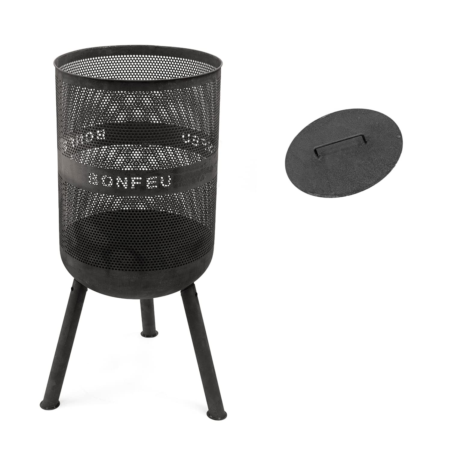 BonFeu BonTon 60 Grate - Patio stove - Fireplace with spark protection for relaxing evenings - Fire column outdoor - Patio fireplace with barbecue grate - Corten steel garden stove - 60x60x205cm — view 22