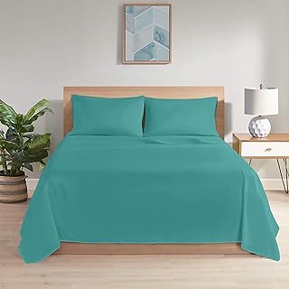 Ray Bedding 3PC King Size Flat Sheet Set 100% Egyptian Cotton 400 Thread Count with Pillow Cases 2 Pack Super Soft Cotton Luxury Breathable Bed Sheet King Size Set