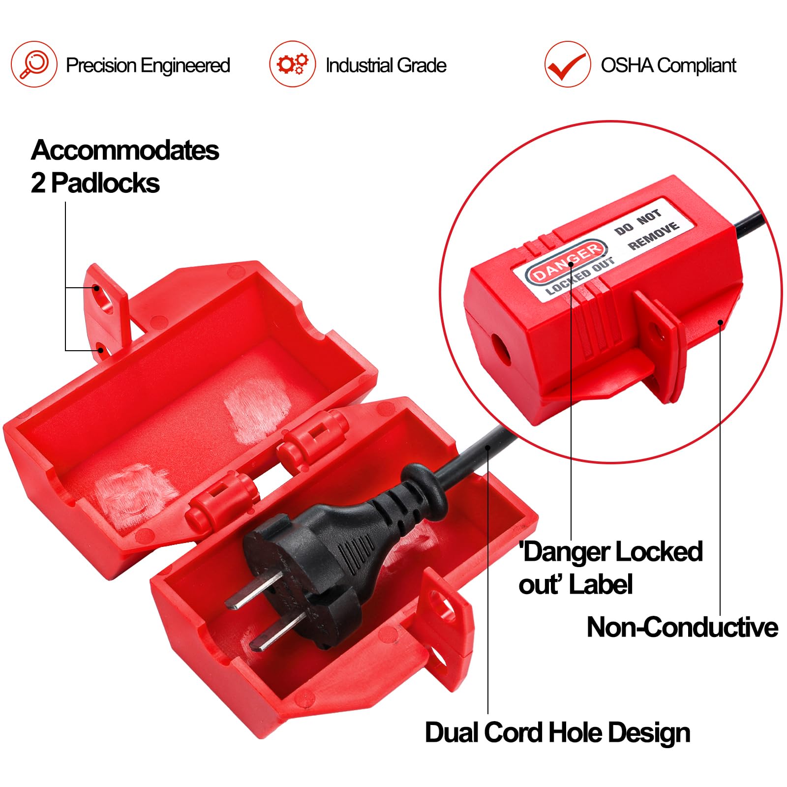 Outlet Cover OSHA Compliant Lockout TRADESAFE Electrical Plug Lockout ...