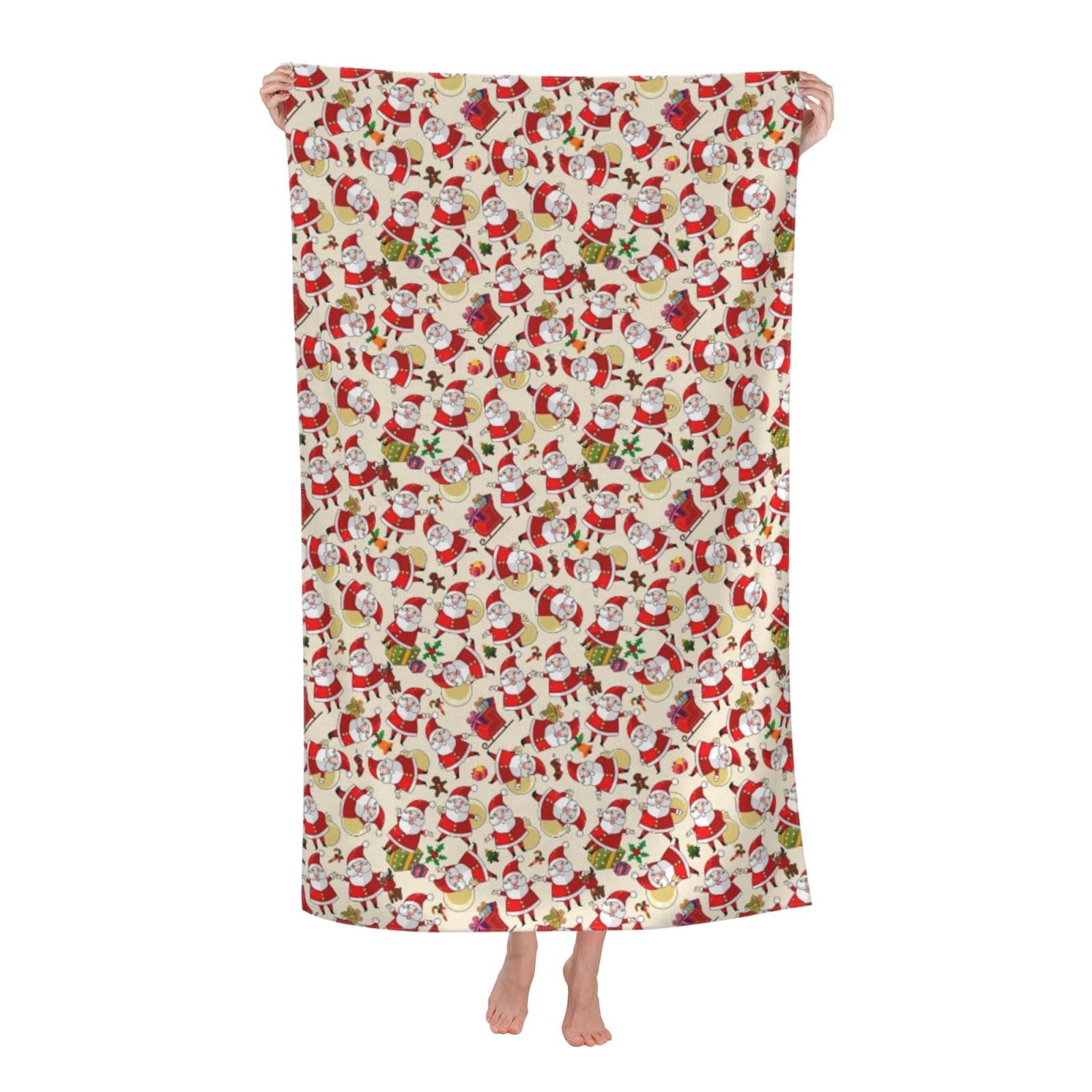 Cbaaghh Christmas Cartoon Santa Claus Print Adult Beach Towels,Beach & Pool Towel,Beach Towels,Towels For Camping