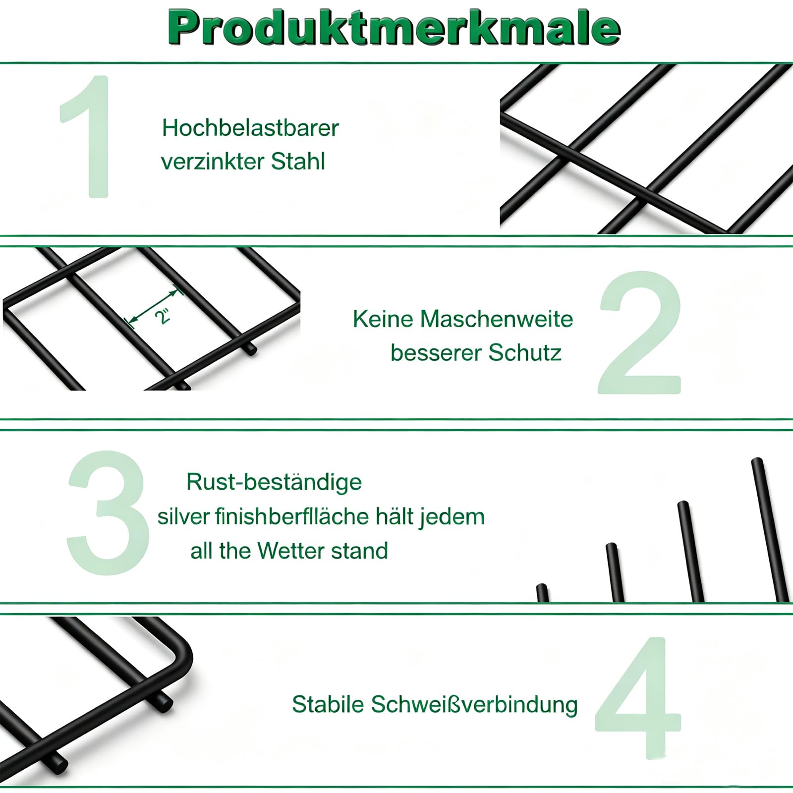 25 Stück Tier-Absperrzaun, 43,2 cm (H) x 8,27 m (L), dekorativer Zaun, rostfreier Metalldraht, Gartenzaun, Hundekaninchen, Erdspieße, Zaun für den Garten