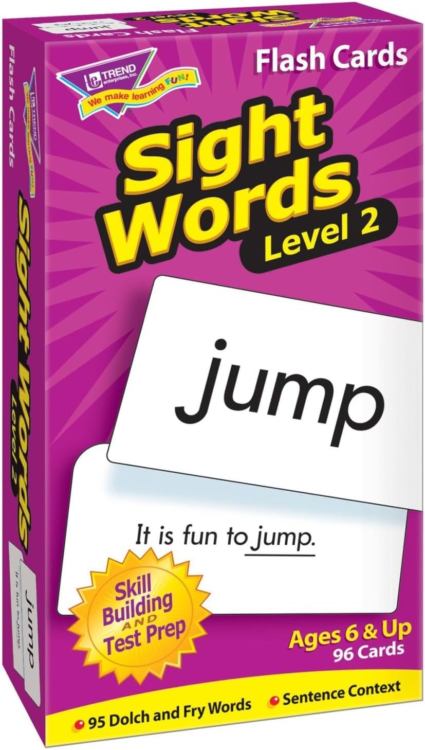 Sight Words Level 2 Skill Drill Flash Cards, Dolch and Fry Words, Sentence Context, Great for Skill Building and Test Prep, 96 Cards Included, for Ages 6 and Up