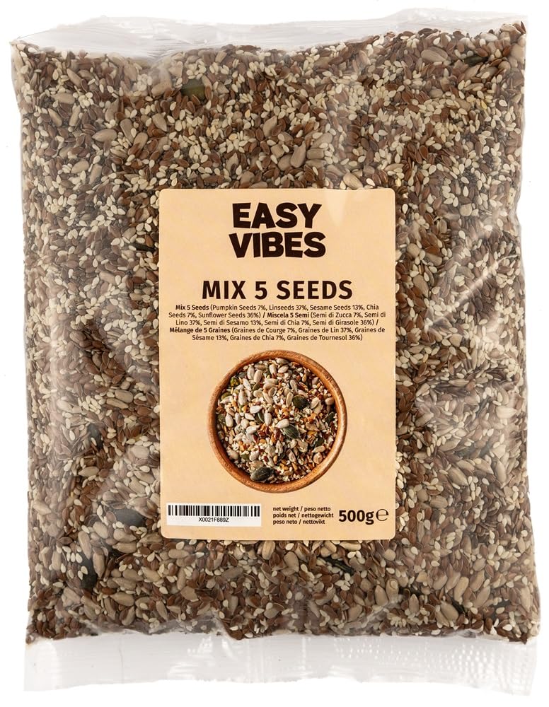 Mezcla de 5 Semillas 500g Calabaza Lino Chía Girasol Sésamo para Pan Ensaladas Yogur