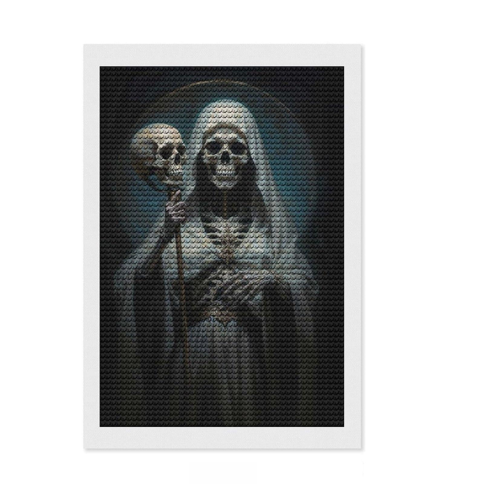 Junmoney Santa Muerte in White Robe Diamond Style Art Kit 8"x12", Farmhouse Decor, Relaxing DIY, with Tool Kit, Thoughtful Present, DIY
