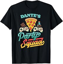 Dante's Party Squad Pizza Gaming Birthday Party T-Shirt