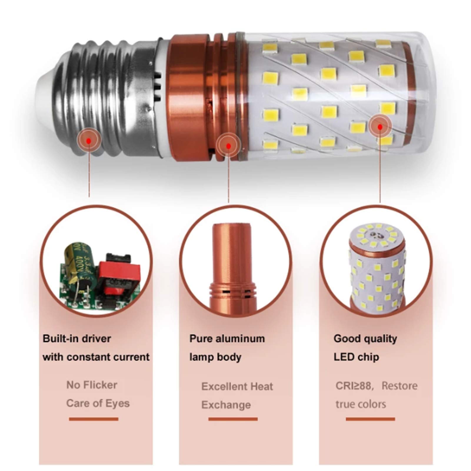 Lampadina LED a mais Lampadina portacandela LED 12 W Lampadina LED a candela 100 W equivalente a 12 W, base, non dimmerabile 360 ordm; Angolo del fascio, 4 pezzi confezione, luce calda