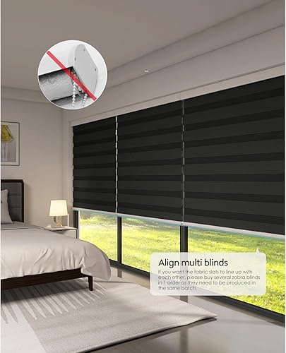 Miniatura 3 de ACMEART Persianas enrollables sin cordón, persiana enrollable de cebra con cenefa, persianas y persianas de cebra, más seguras para niños y