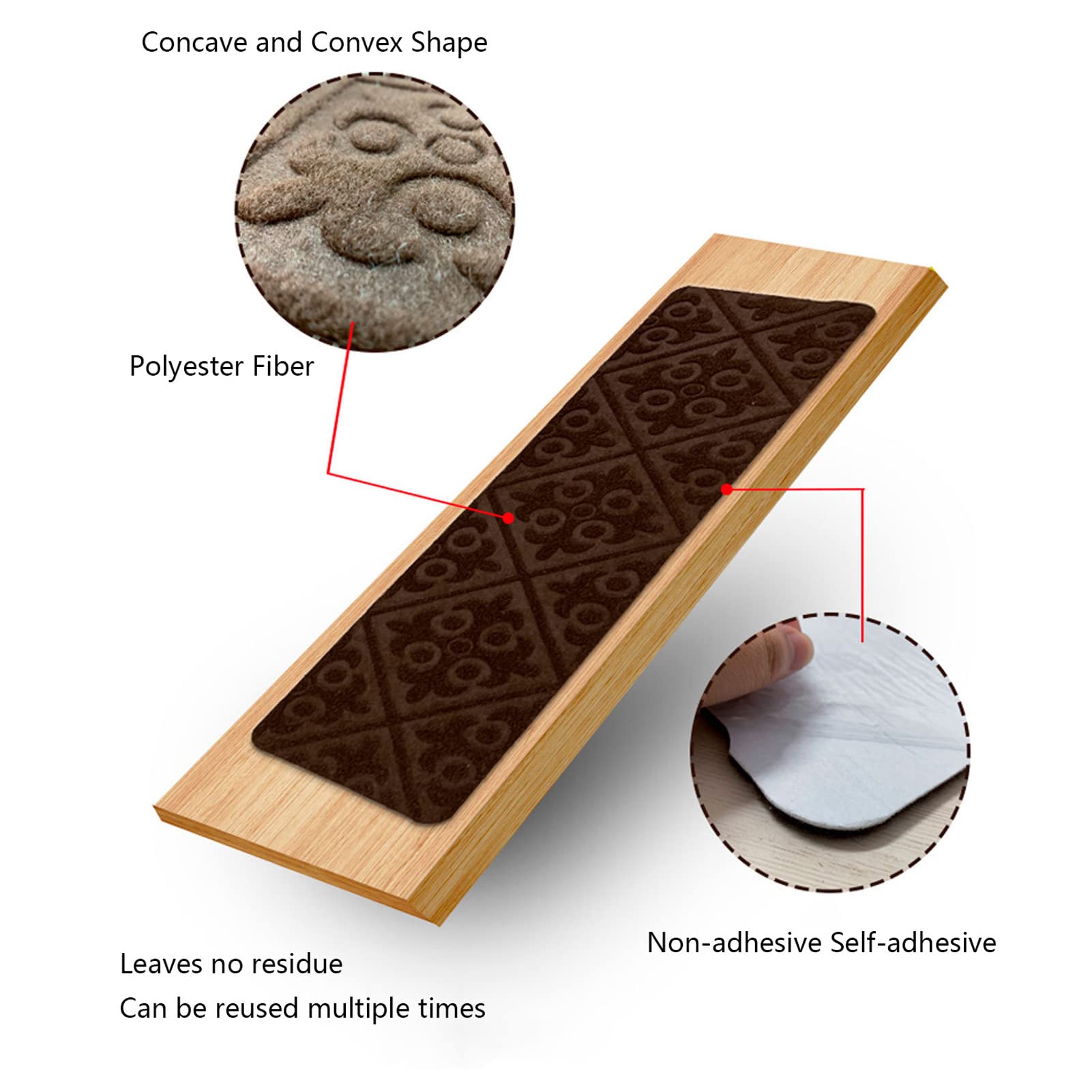 Set van 15 Trapmatten Zelfklevend 20 x 76 cm Tapijt Traptreden Antislip Trappen Trapmat Bescherming voor Trap voor Mens en Dier