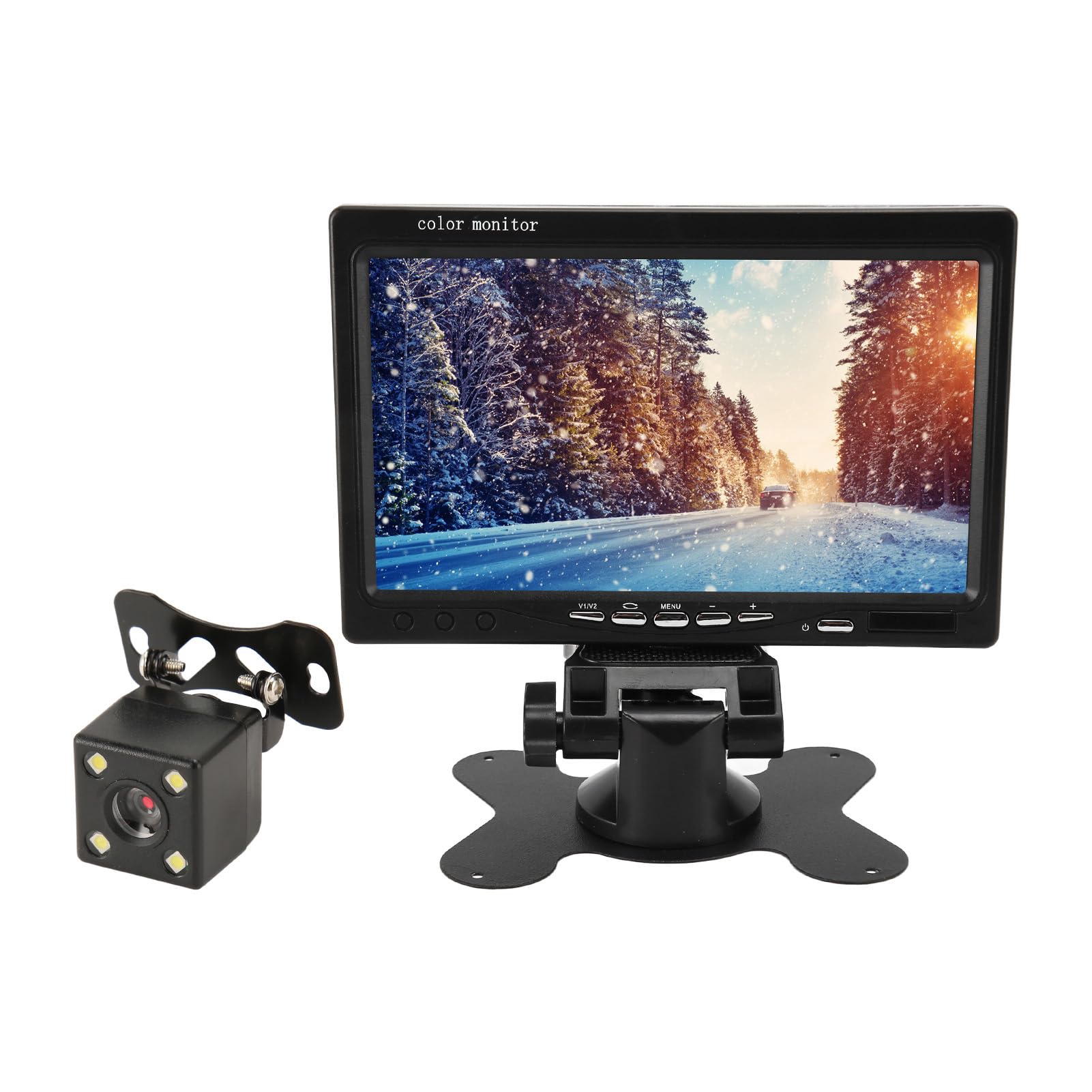 Cuifati 7-calowy Samochodowy Monitor Tylny z Noktowizorem, Wodoodporny System Kamer Cofania 1080P IP69 do Odbioru Samochodów Kempingowych — Pilot na podczerwień, Szybka Instalacja, 12 V/24 V
