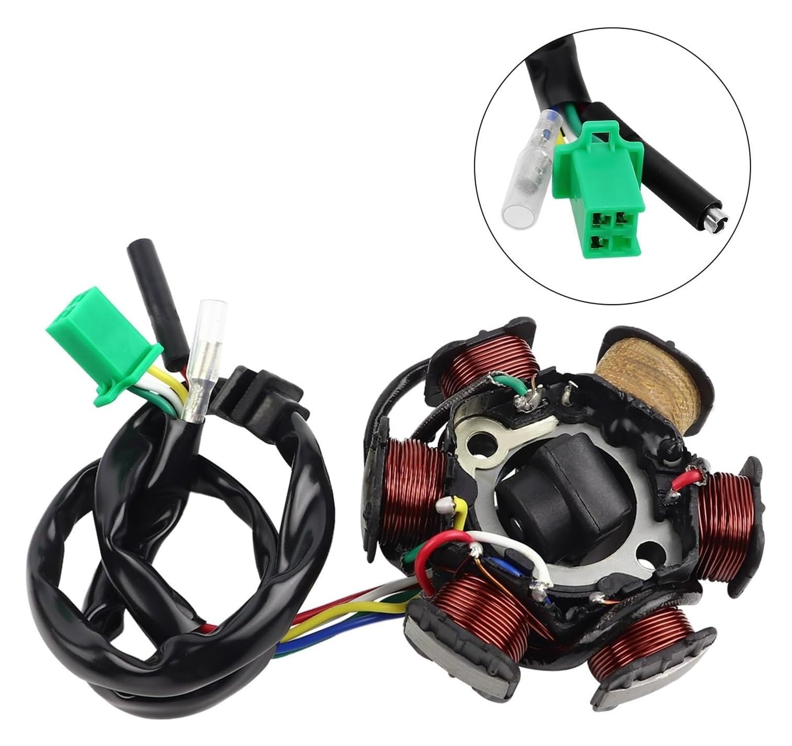 Bobine Moto Magnéto pour GY6 50cc 70cc 90cc 100cc 110cc 125cc Pit Dirt Kart Moto VTT Scooter Cyclomoteur 6 Bobines Stator D'allumage 5 Fils Magnéto