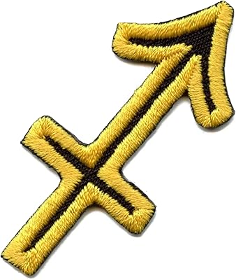 Sagittarius Astrological Zodiac Symbol Patch Horoscope Archer Sign Embroidered Iron On Gold/Black