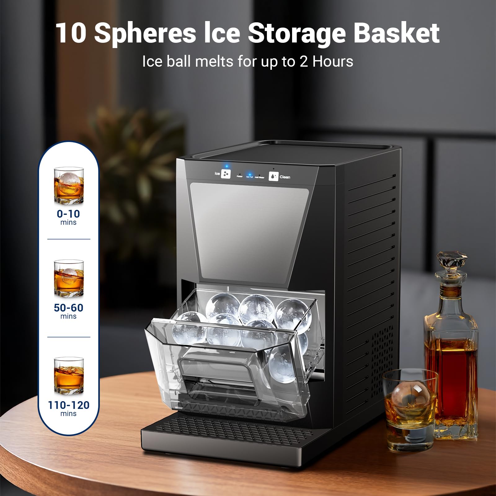 Nugget Ice Maker 43lbs/24h With 0.8 Gallon Tank,Self-Cleaning Portable Countertop Ice Maker,Soft Chewable Pellet Ice Ready In 5-10min,Stainless Steels Nugget Ice Machine For Kitchens/Home/Office/Bar on Fridge.com - View 3