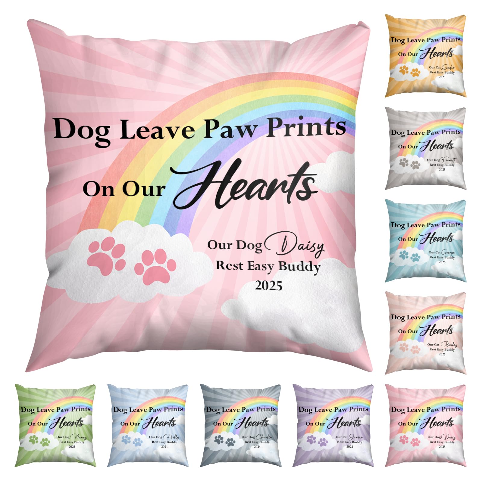 NIBESSER Personalised Dog Memorial Throw Pillow, Custom Dog Photo Pet Text Pillowcase Two-Sides Printed Cushion Covers, Pet Memorial Gifts, Loss of Cat Sympathy Gift Optional Cushion Insert