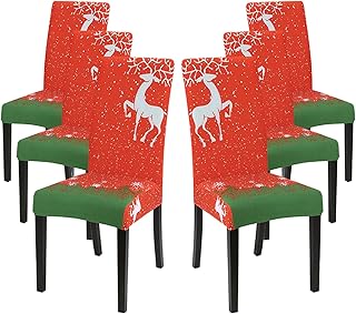 IVYSHION Funda de silla extensible estampada para comedor, terciopelo extraíble, lavable, revestimiento de silla para ramo casa/boda reunión