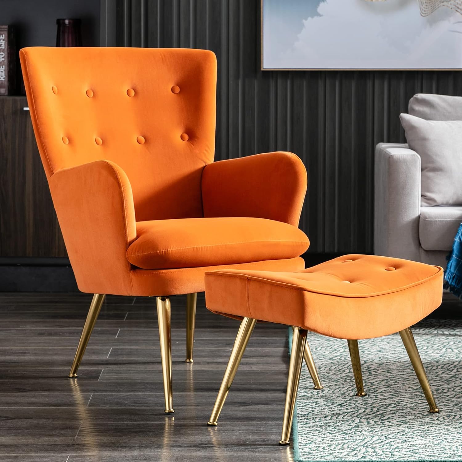 Velvet Chair Orange Wingback Armchair Orange Chesterfield Wing