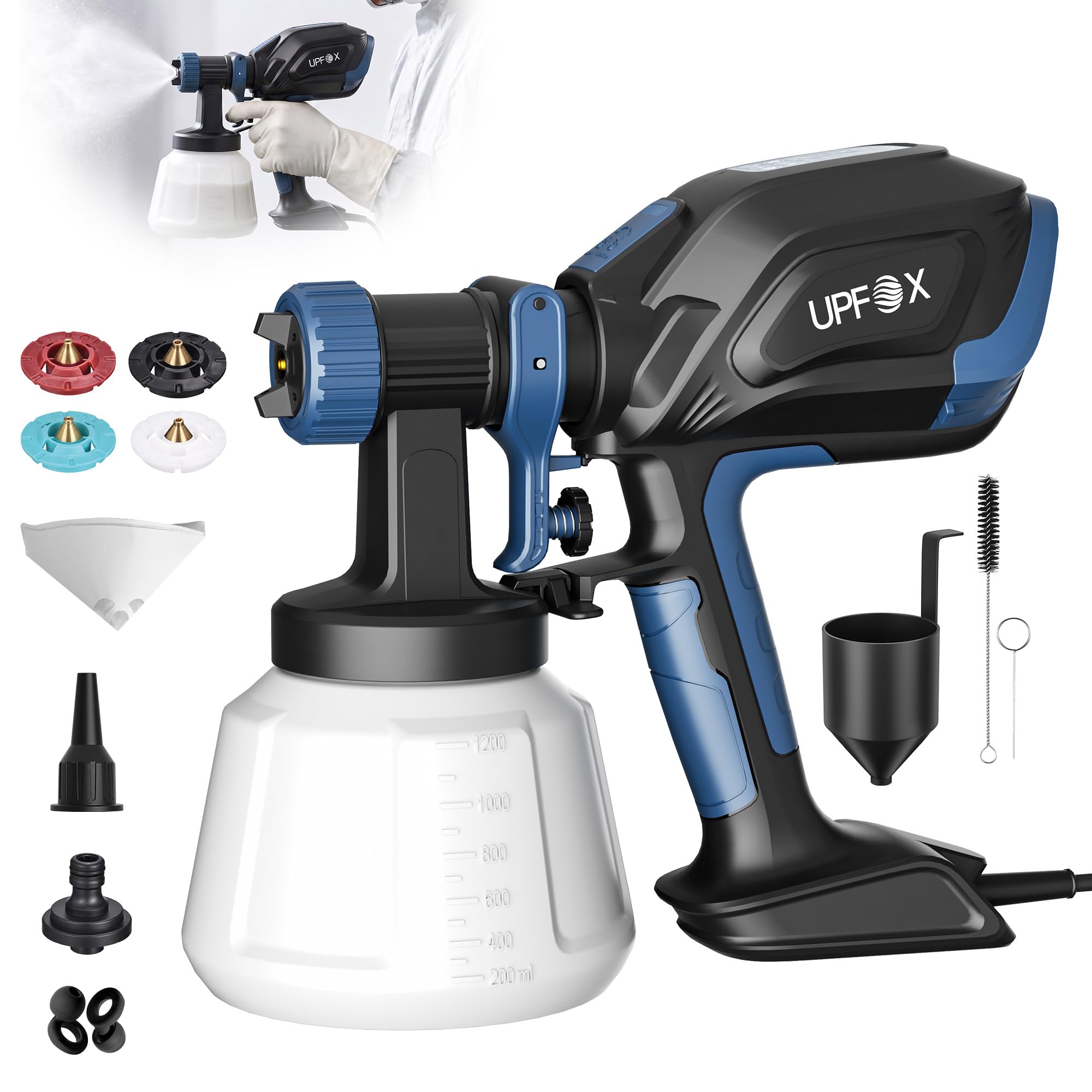 UPFOX 700W Electric HVLP Paint Sprayer with 1200ml Container