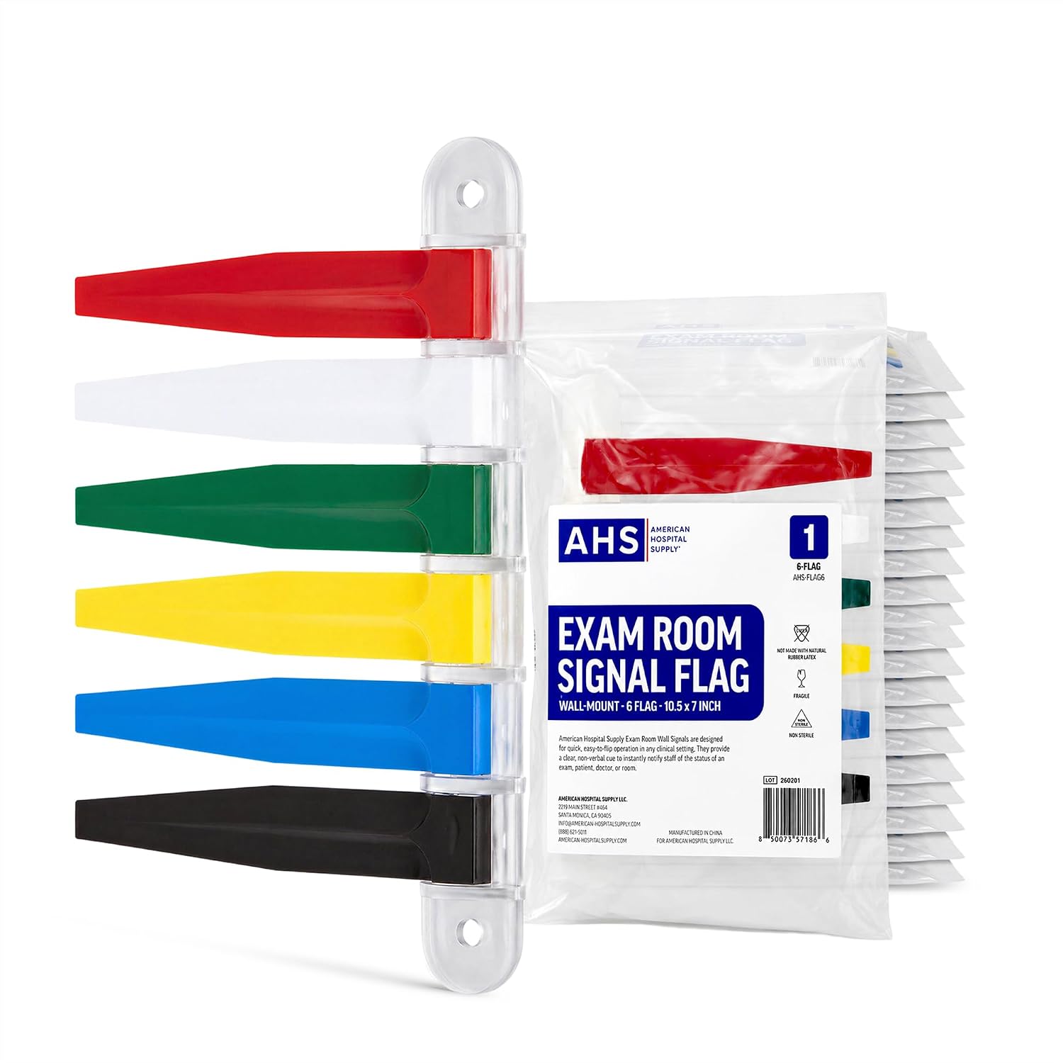 American Hospital Supply Exam Room Flags, Wall Mounted Medical Status Indicator with Independent Color-Coded Flags for Clinics Hospitals Urgent Care Offices - 6 Flags, 1 Each