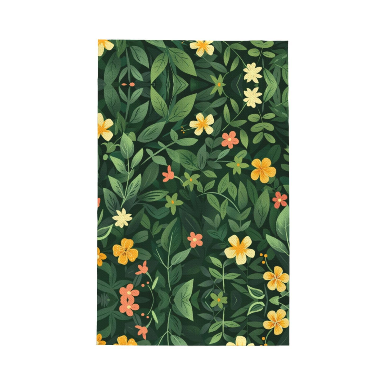 Xxahnbm Black Bright Yellow Dark Greenery Print Waffle Kitchen Towel,Absorbent Hand Towel
