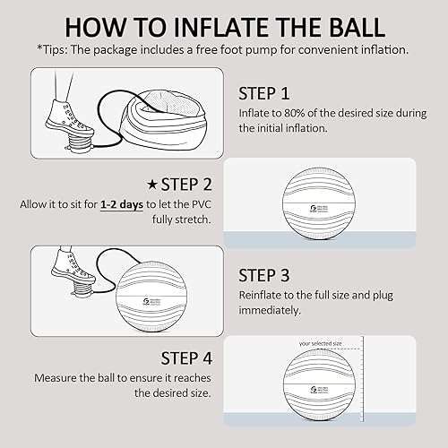 Miniatura 8 de Gruper Yoga Ball, Multiple Sizes Non Slip Exercise Ball for Workout, Birthing, Balance, Stability, Pregnancy, 2200LB Capacity, Anti Burst Chair for