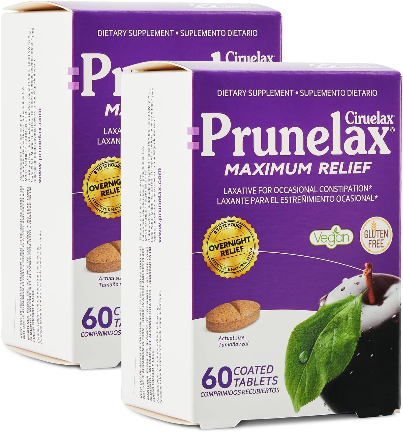 Prunelax Tablets - Extra Strength Natural Laxative Supplement Containing High Strength Senna for Constipation Relief & Restore Normal Bowel Motion-120 Tablets