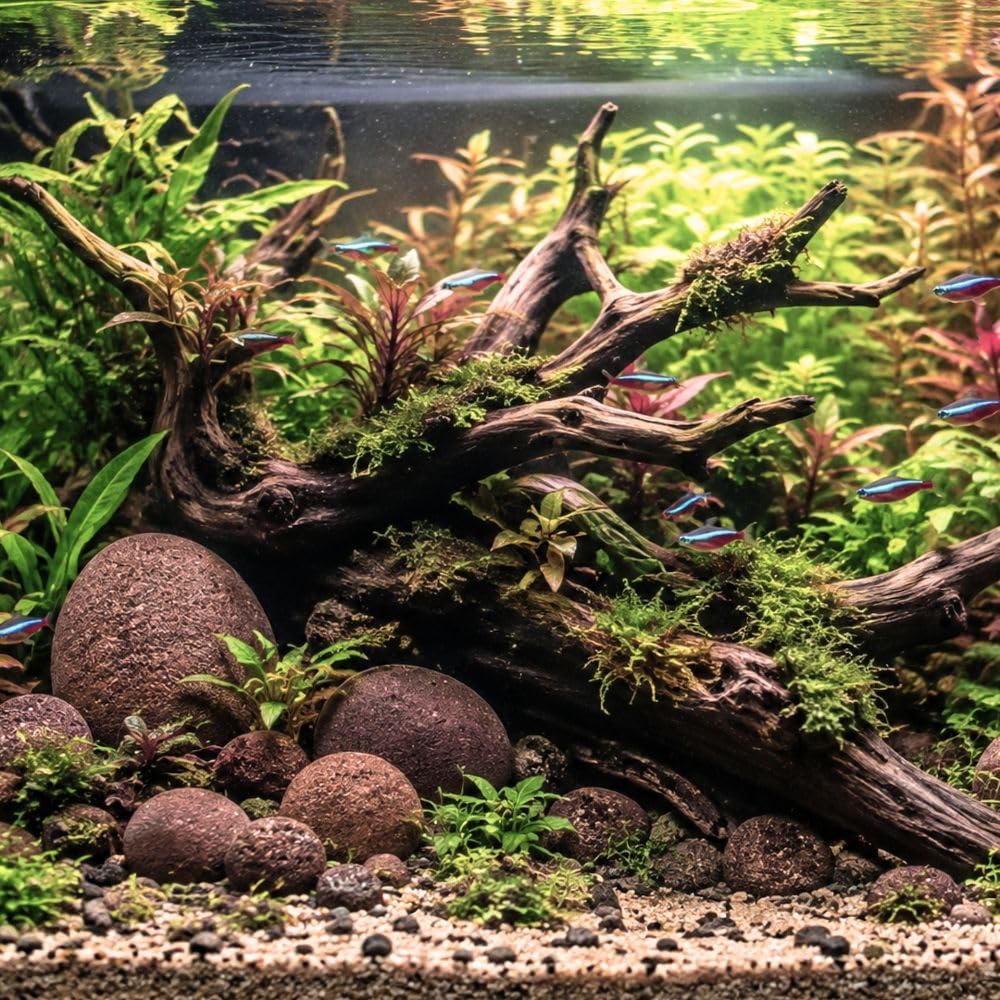 AquaOne Aquarium Steine Red Dragon Pebbles I Natursteine Verschiedene Größen I Aquascaping Gestein Dekoration Terrarium Nanobecken Landschaft (10 kg Mix)