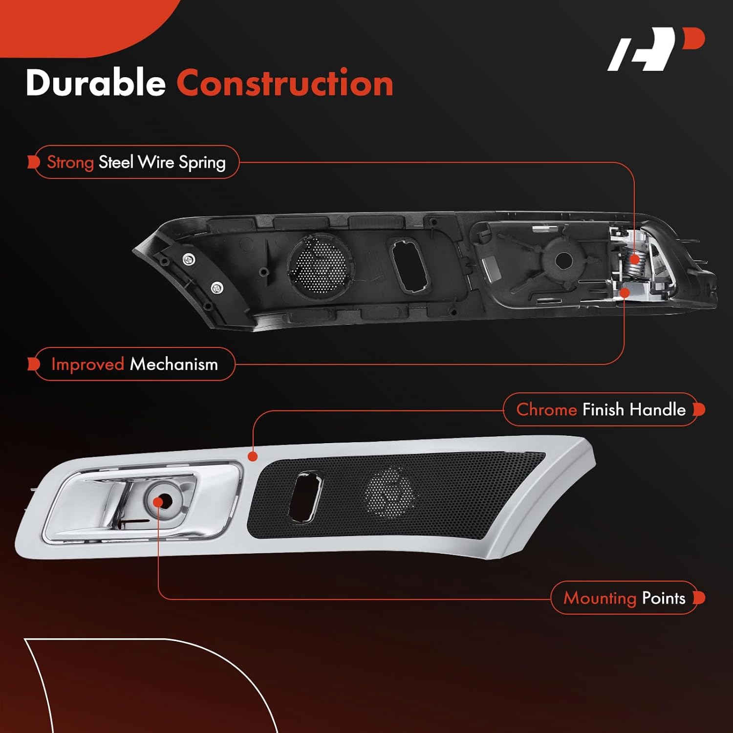 A-Premium Front Left Driver Side Interior Door Handle Compatible with Ford Explorer 2011-2015, Police Interceptor Utility 2013-2015, Gray Bezel with Chrome Lever, Replace# BB5Z7822601EB