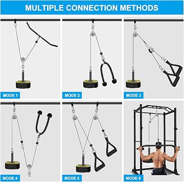 Cable Pulley System Home Gym, Pulley System Gym Weight Cable Pulley System Fitness Cable Machine Attachment for Lat Pull Down, Arm Workout