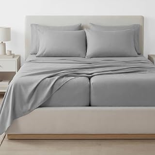 7 Piece 21 Inch Deep Pocket Split King Sheets Set Microfiber Steel Grey