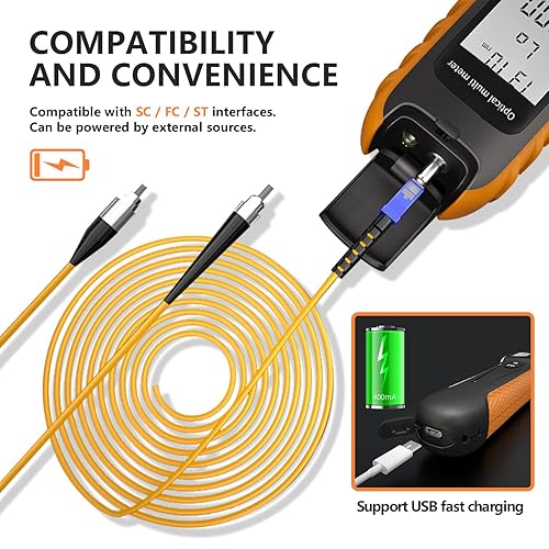 Miniatura 5 de Mini probador de cable de fibra óptica con batería de litio 400mAh, medidor de potencia de fibra óptica para conector universal FC/SC/ST