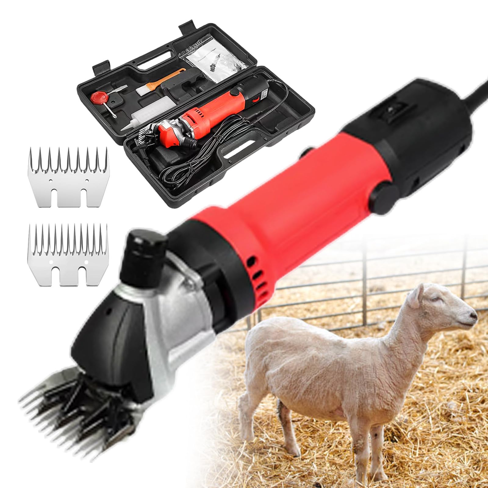 Esquiladoras para Ovejas con Cable De 2800 W, Potentes Tijeras Eléctricas para Ovejas, Adecuadas para Esquilar Ovejas, Cabras, 9 Dientes Rectos Y 13 Dientes Rectos