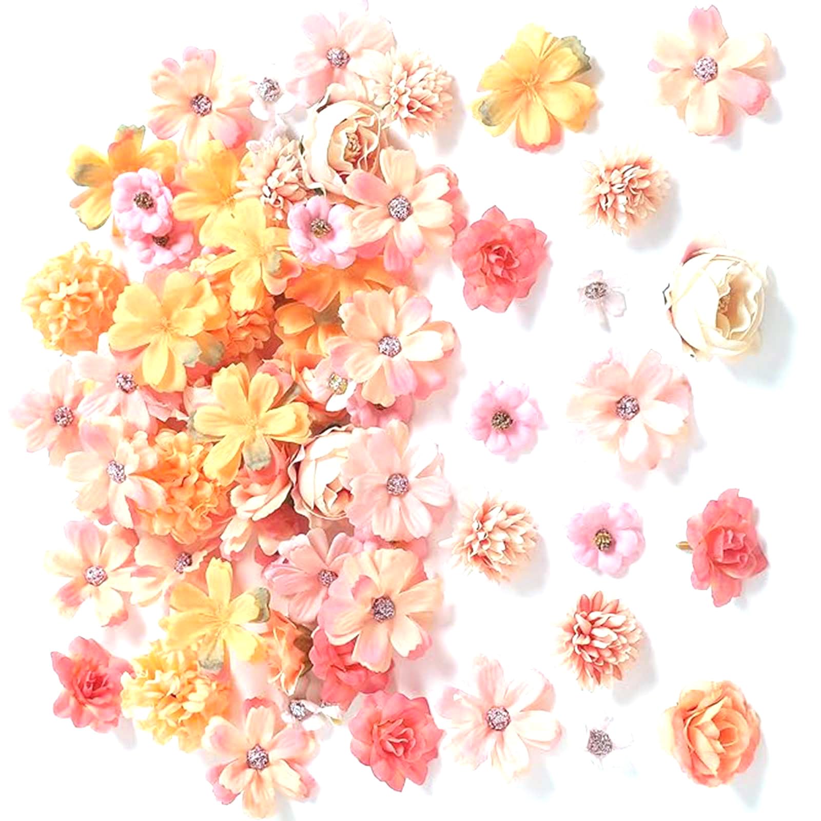 80Pcs Realistic Flower Heads 25-43mm for Wedding Centerpieces, Photo Album Decor, Arrangements & Bridal Accessories Silk Roses for Silk Bridal Hair Clip Flowers Cake Artificial Flower Christmas Floral
