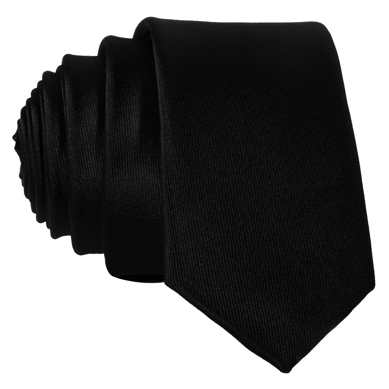 Dondon Men's Black Narrow Slim Tie Handmade